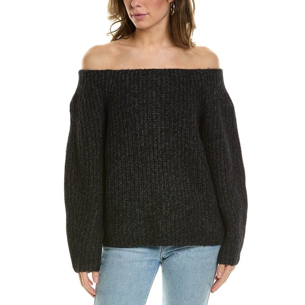 Vince Marked Black Off-Shoulder Sweater